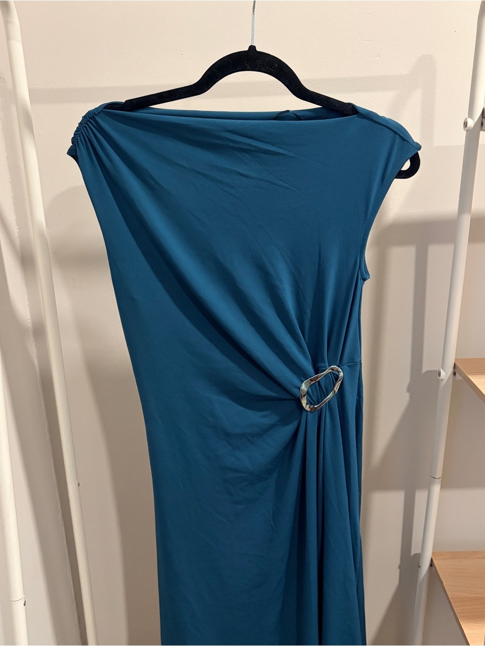 Old Navy Teal One-Shoulder Maxi Dress with Side Ring